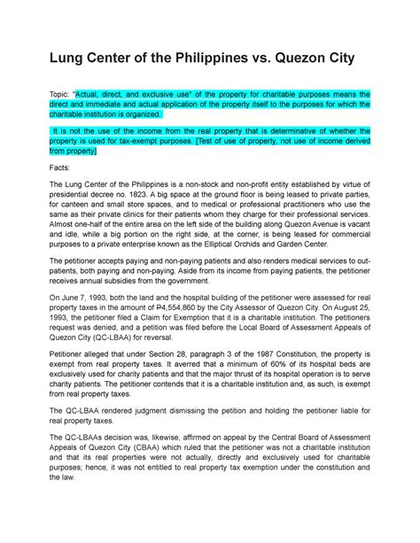 lung center vs quezon city|Case Digest: LUNG CENTER OF PHILIPPINES v. QUEZON .